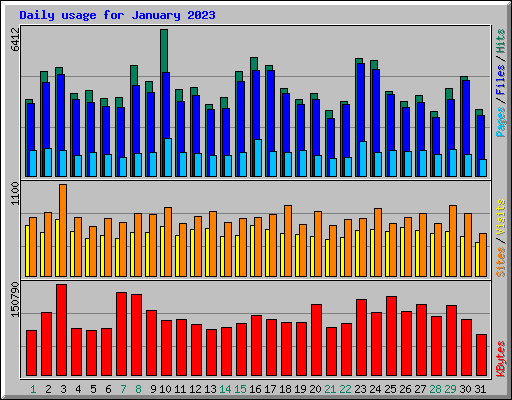 Daily usage for January 2023